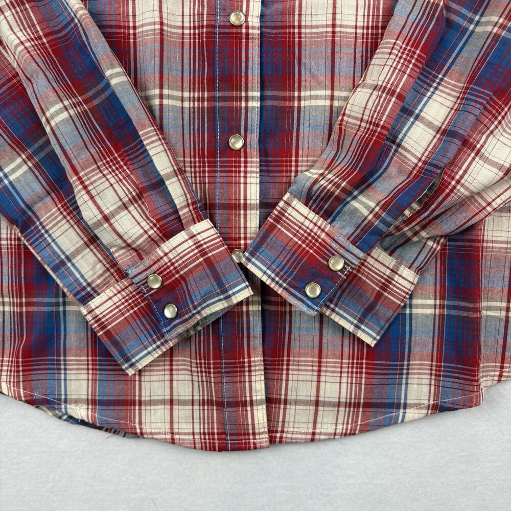 Vintage Wrangler Western Pearl Snap Womens M Plaid Long Sleeve Dual Pocket - Picture 5 of 8